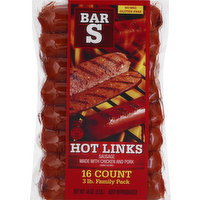 Bar S Sausage, Hot Links, Family Pack, 48 Ounce