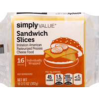 Simply Value Cheese, Sandwich Slices, 10.7 Ounce