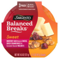 Sargento Balanced Breaks, Sweet, Monterey Jack/Cranberries/Walnuts, 3 Pack, 4.5 Ounce