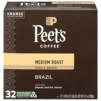 Peet's Coffee Coffee, Single Origin, Medium Roast, Brazil, K-Cup Pods, 32 Each