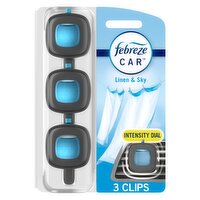 Febreze Febreze Car Air Freshener Vent Clip, Linen & Sky, .06 oz, Pack of 3, 0.195 Ounce