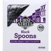 First Street Spoons, Black, Extra Heavy Duty Plastic, 400 Each