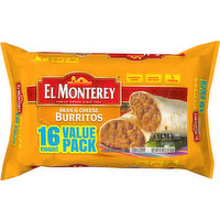El Monterey Burritos, Bean & Cheese, Value Pack, 16 Each