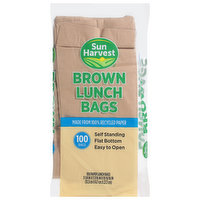 Sun Harvest Lunch Bags, Brown, Paper, 100 Each