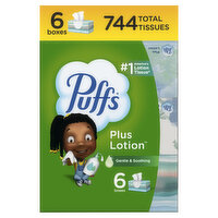 Puffs Lotion Facial Tissue, 6 Count, 744 Each