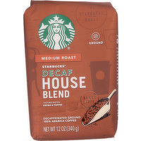 Starbucks Coffee, 100% Arabica, Ground, Medium Roast, House Blend, Decaf, 12 Ounce