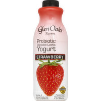 GlenOaks Farms Yogurt, Drinkable, Lowfat, Strawberry, 32 Ounce