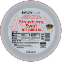 Simply Value Ice Cream, Strawberry Swirl, 4 Quart