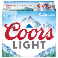 Coors Light Pale Lager Beer, Cans, 30 Each