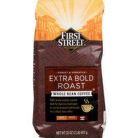 First Street Coffee, Whole Bean, Dark, Extra Bold Roast, 32 Ounce