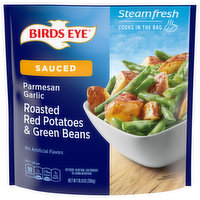 Birds Eye Steamfresh Sauced Parmesan Garlic Roasted Red Potatoe Frozen Vegetabless and Green Beans, 10.8 Ounce