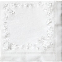 2 ply white embossed lunch napkin 6.5" folded, 300 Each