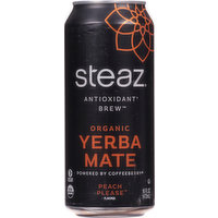 Steaz Yerba Mate, Organic, Peach Please, 16 Ounce
