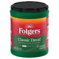 Folgers Coffee, Ground, Medium, Classic Decaf, Decaffeinated, 9.6 Ounce