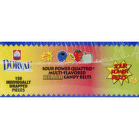 Dorval Candy Belts, Peelable, Sour Power Quattro, Multi-Flavored, 150 Each