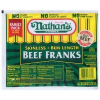 Nathan's Famous Beef Franks, Skinless, Bun Length, Family Pack, 28 Ounce