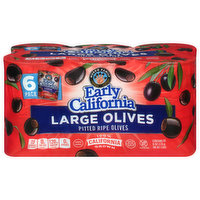 Early California Olives, Pitted Ripe, Large, 6 Pack, 6 Each