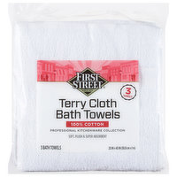 First Street Bath Towels, Terry Cloth, 3 Each