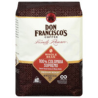 Don Francisco's Coffee, Whole Bean, Medium Roast, 100% Colombia Supremo, 20 Ounce