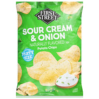 First Street Potato Chips, Sour Cream & Onion, Party Size, 16 Ounce