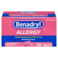 Benadryl Allergy, 25 mg, Tablets, 100 Each