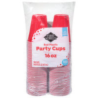First Street Party Cups, Red Plastic, 16 Ounce, 100 Each