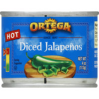 Ortega Jalapenos, Hot, Diced, 4 Ounce