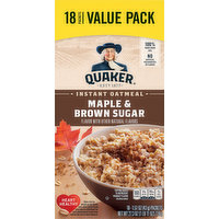 Quaker Instant Oatmeal, Maple & Brown Sugar, Value Pack, 18 Each