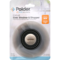 Polder Strainer & Stopper, Sink, Pop-Up, 1 Each