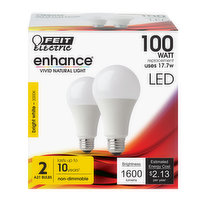 A2 100W Eq Bright White Non-Dim LED, 2 Each