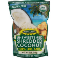 Let's Do Organic Shredded Coconut, Unsweetened, 8 Ounce