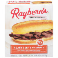 Raybern's Sandwiches, Crafted, Roast Beef & Cheddar, 2 Each