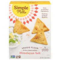Simple Mills Veggie Flour Pita Crackers, Himalayan Salt, 4.25 Ounce