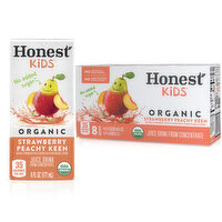 Honest Strawberry Peachy Keen Juice Drink Cartons, 6 fl oz, 8 Ct, 8 Each