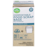 Sun Harvest Food Scrap Bags, Compostable, Multipurpose, 25 Each