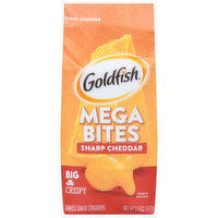 Goldfish Snack Crackers, Baked, Sharp Cheddar, Big & Crispy, Mega Bites, 5.9 Ounce
