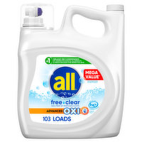 All Detergent, Advanced Oxi, Free Clear, Mega Value, 184.5 Ounce