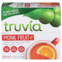 Truvia Sweetener, Calorie-Free, Monk Fruit, 60 Each