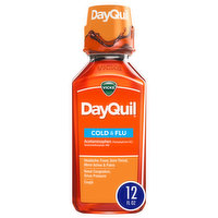 Vicks DayQuil Cold & Flu, Liquid Over-the-Counter Medicine, 12 Oz, 12 Ounce