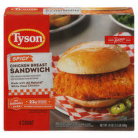 Tyson Sandwich, Chicken Breast, Spicy, 4 Each