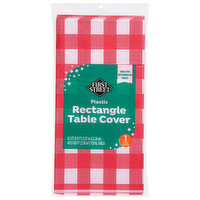 First Street Table Cover, Plastic, Rectangle, Red Gingham, 1 Each