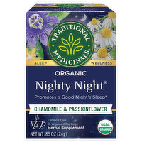 Traditional Medicinals Herbal Supplement, Organic, Nighty Night, Chamomile & Passionflower, Tea Bags, 16 Each