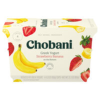 Chobani Yogurt, Greek, Reduced Fat, Strawberry Banana on the Bottom, Value 4 Pack, 21.2 Ounce