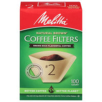 Melitta Coffee Filters, No. 2, Natural Brown, 100 Each