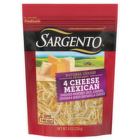 Sargento Cheese, Natural, 4 Cheese Mexican, Fine Cut, 8 Ounce
