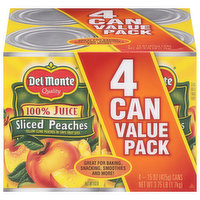 Del Monte Peaches, Sliced, Value Pack, 4 Each