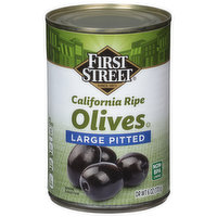 First Street Olives, California Ripe, Large Pitted, 6 Ounce