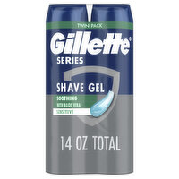 Gillette Series Soothing Shave Gel for men with Aloe Vera, Twin Pack, 14 Ounce