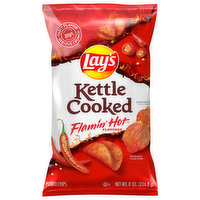 Lay's Potato Chips, Flamin' Hot Flavored, Kettle Cooked, 8 Ounce