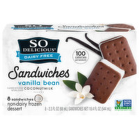 So Delicious Dairy Free Sandwiches, Non-Dairy, Vanilla Bean, Coconutmilk, 8 Each